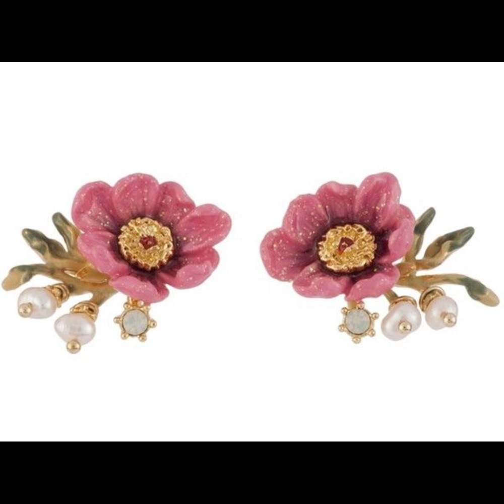 Les Nereides Enamel Flower Earrings